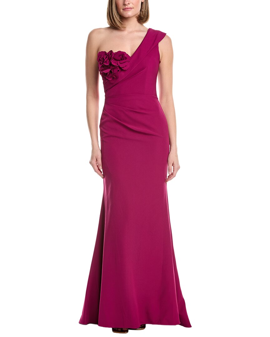 Rene Ruiz One-shoulder Column Gown In Pink