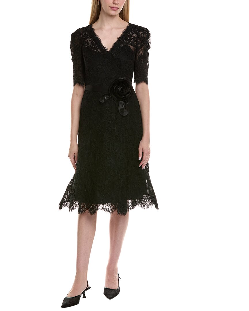 chinese dress ladies Teri Jon 29067 Navy Pin Tuck Lace MIDI Dress – Gigi's Closette Ltd