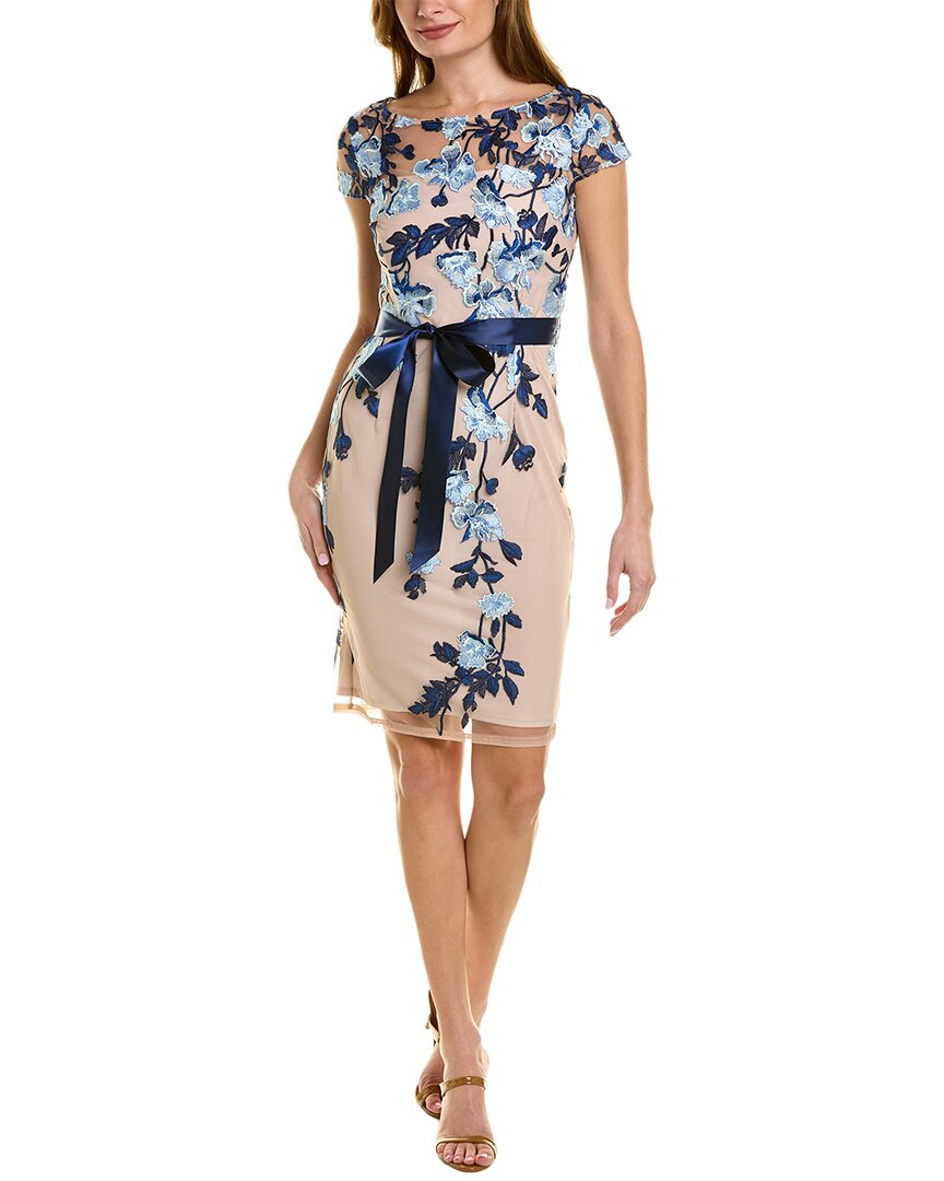 ADRIANNA PAPELL EMBROIDERED SHEATH DRESS