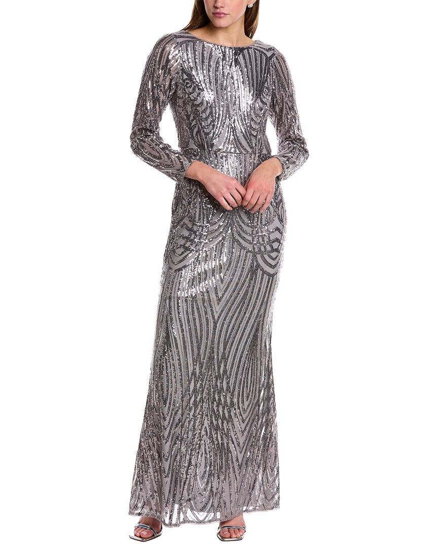 Adrianna Papell Sequined Mermaid Gown In Metallic