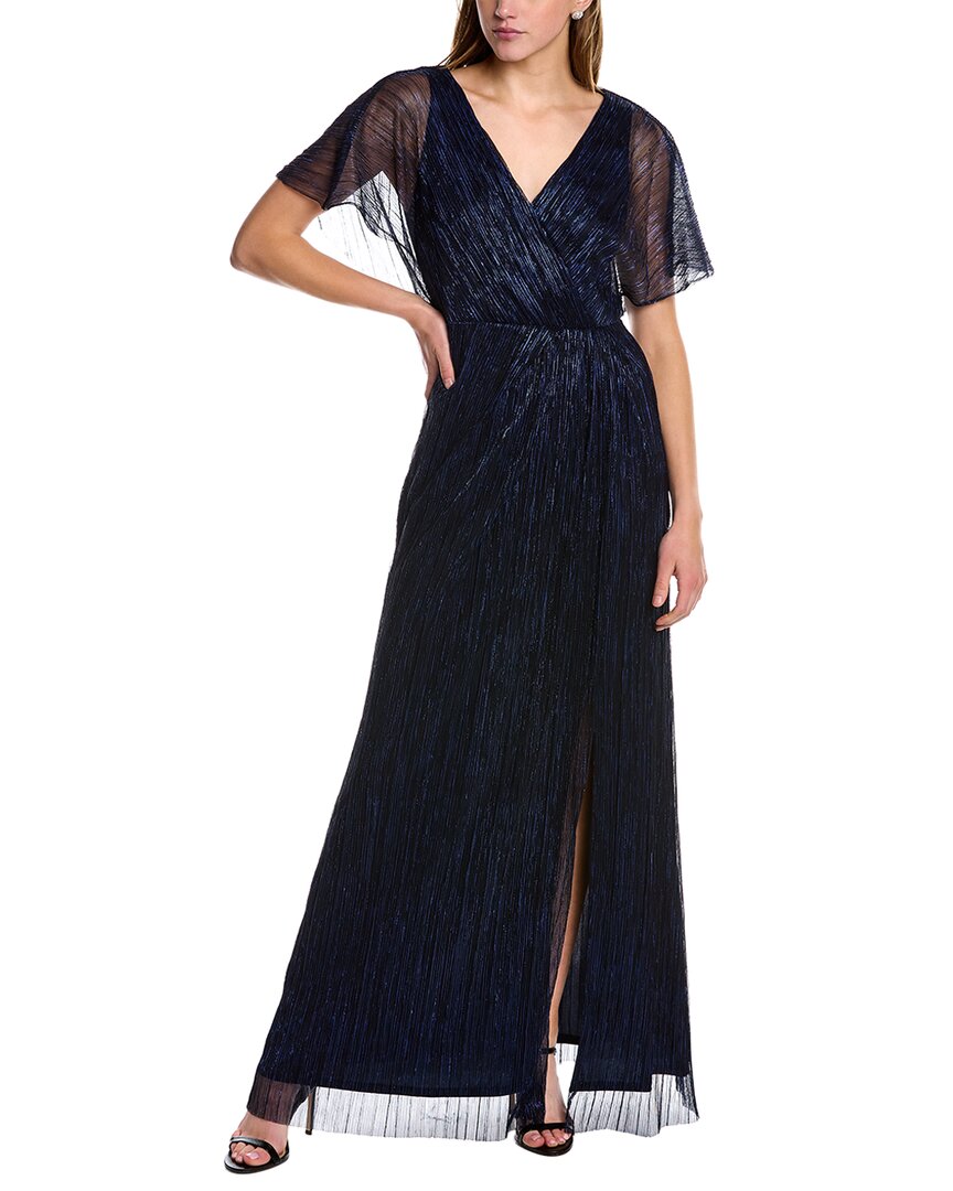 ADRIANNA PAPELL CRINKLED MESH MAXI DRESS