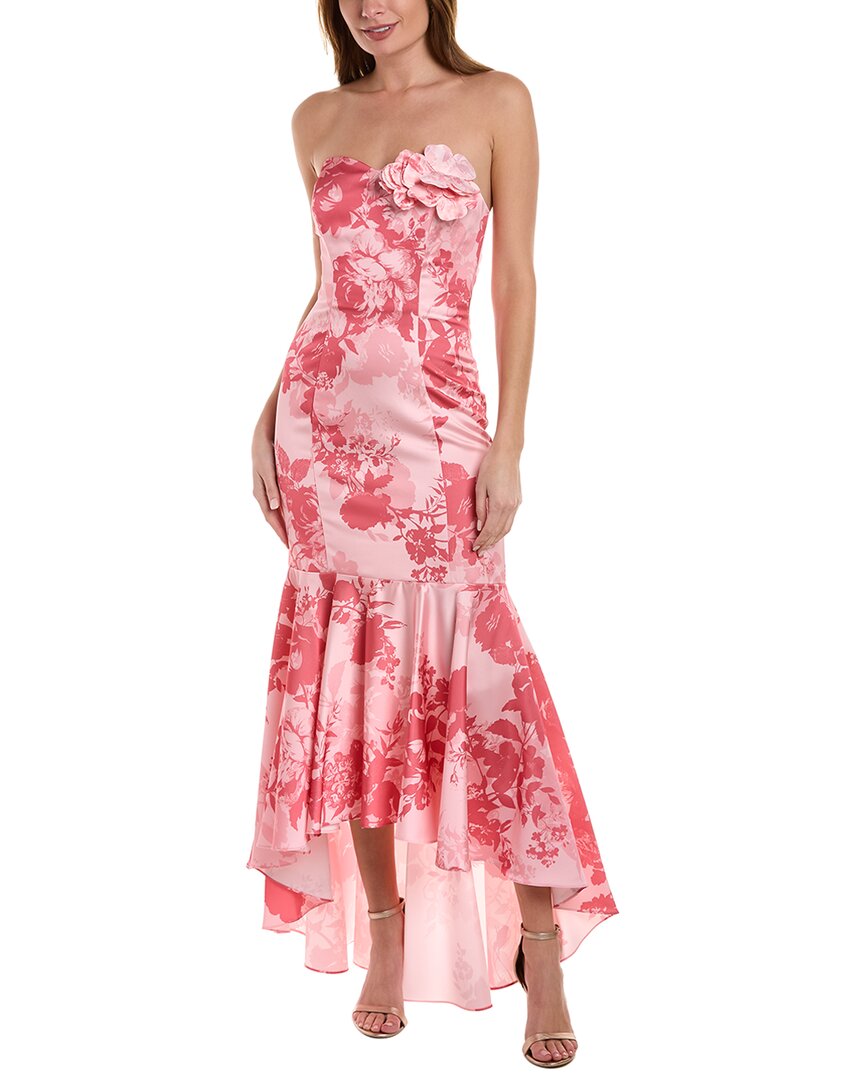 Shop Marchesa Notte Satin Gown In Pink