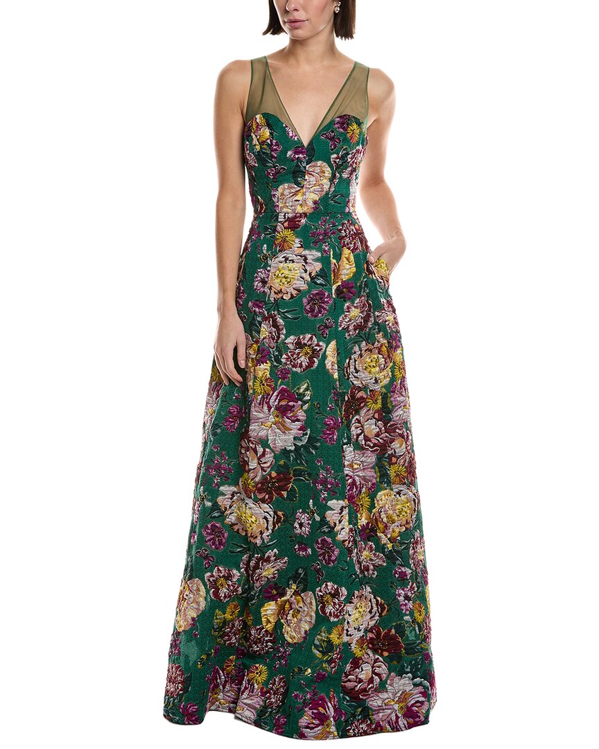 Marchesa Notte Jacquard Gown In Multi
