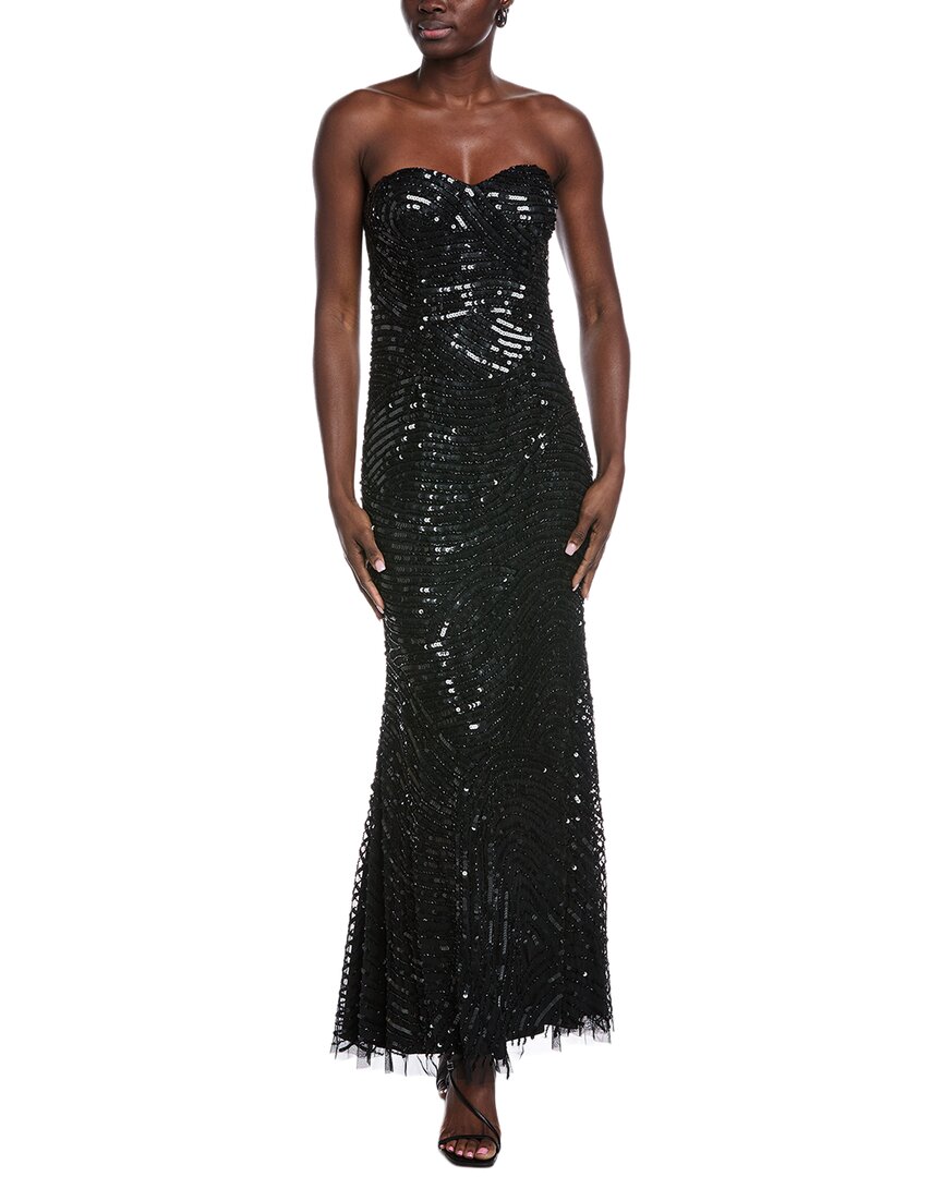 Aidan Mattox Embellished Gown In Black