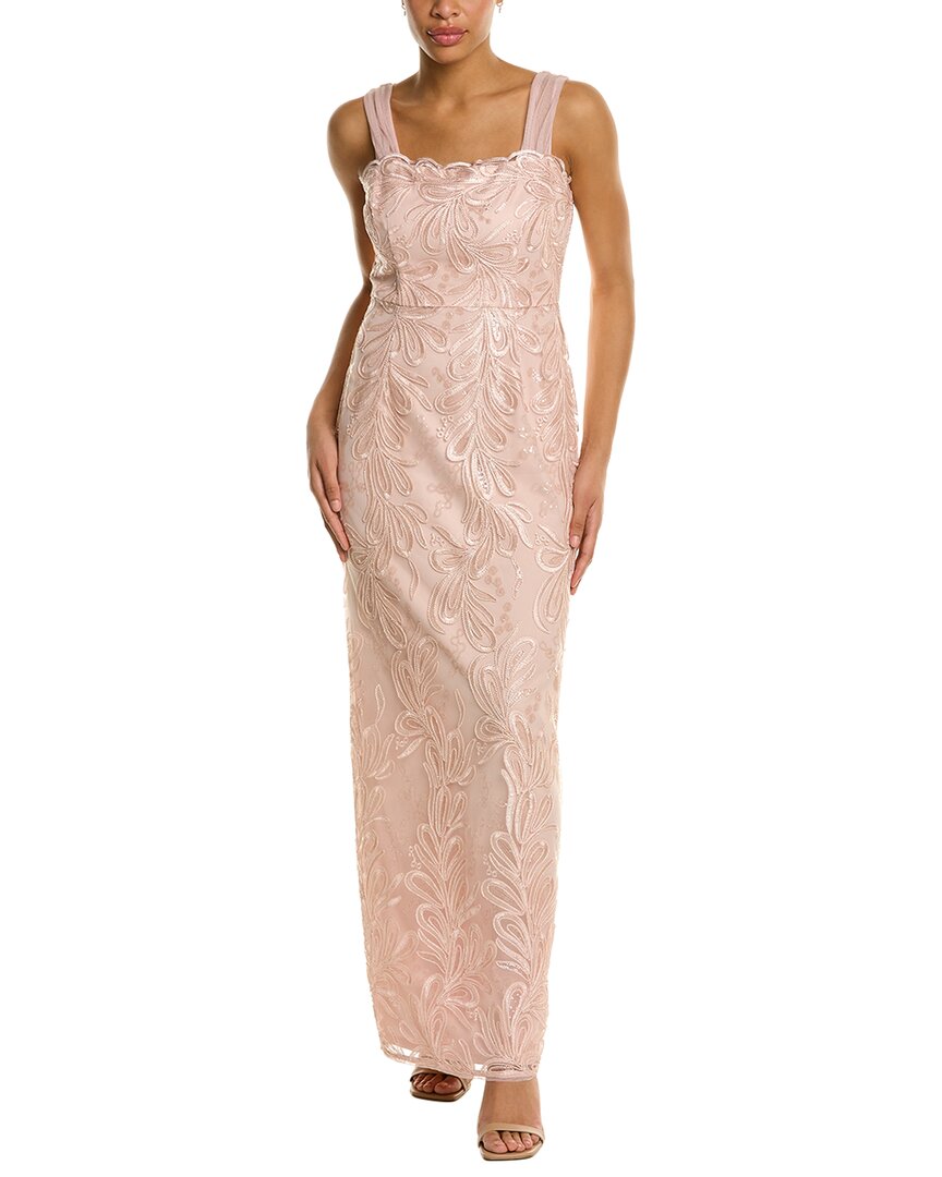 Adrianna Papell Slim Column Maxi Dress In Pink | ModeSens