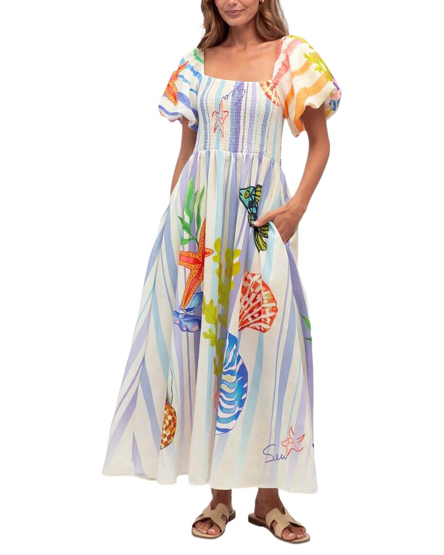 Oloey Printed Maxi Dress In Multicolor
