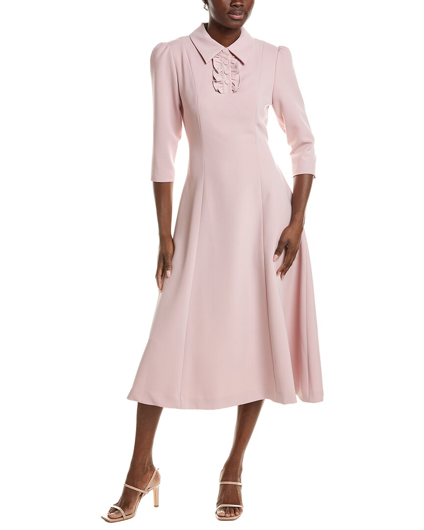 Burryco Pink Solid Midi Dress In Pink