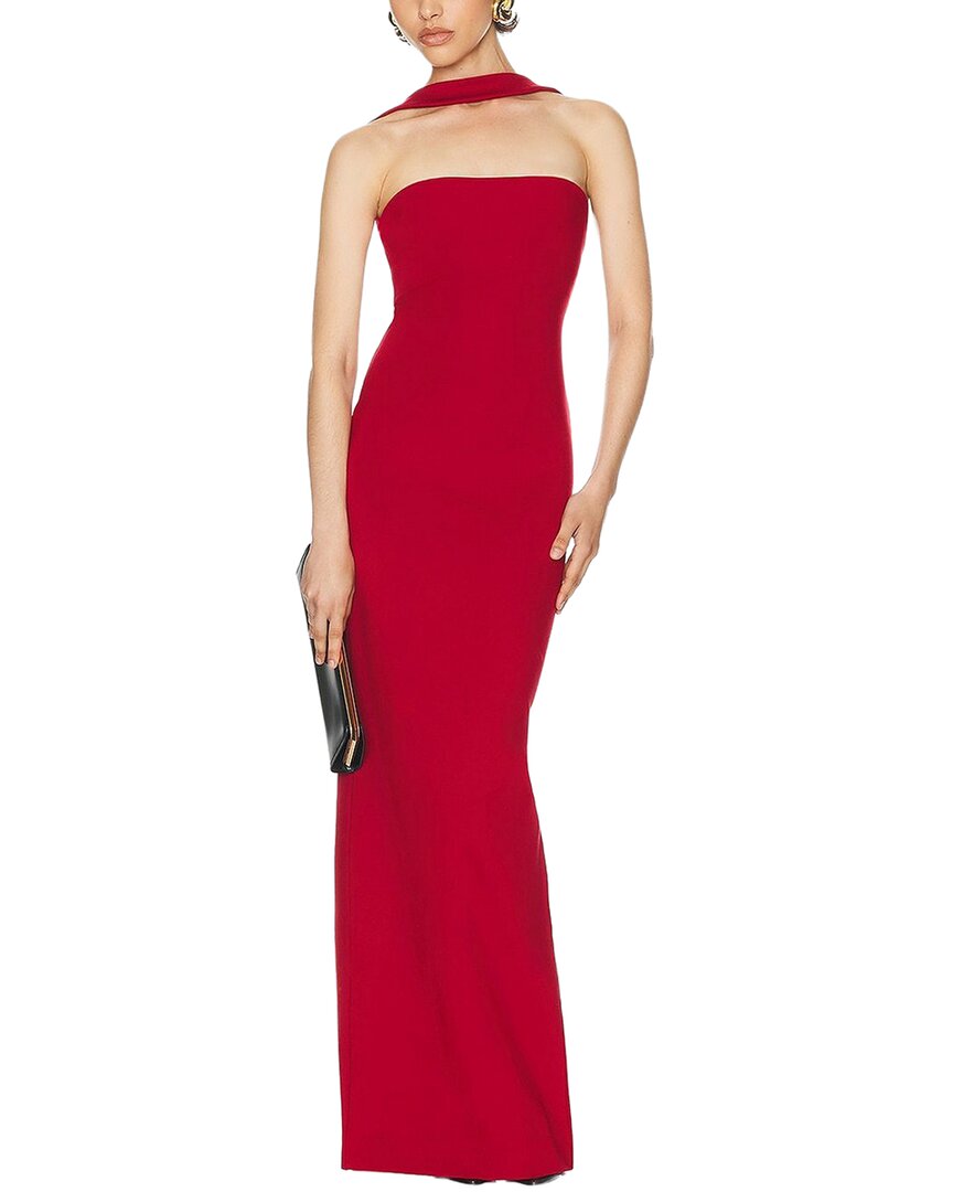 Vera Dolini Solid Maxi Dress In Red