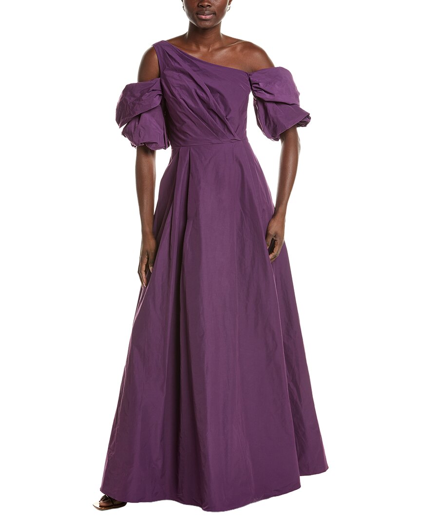 Marchesa Notte Off-the-shoulder Taffeta Gown In Purple