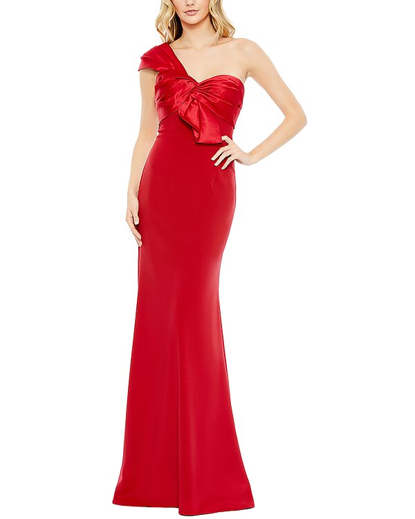 Mac Duggal One Shoulder Draped Trumpet Gown
