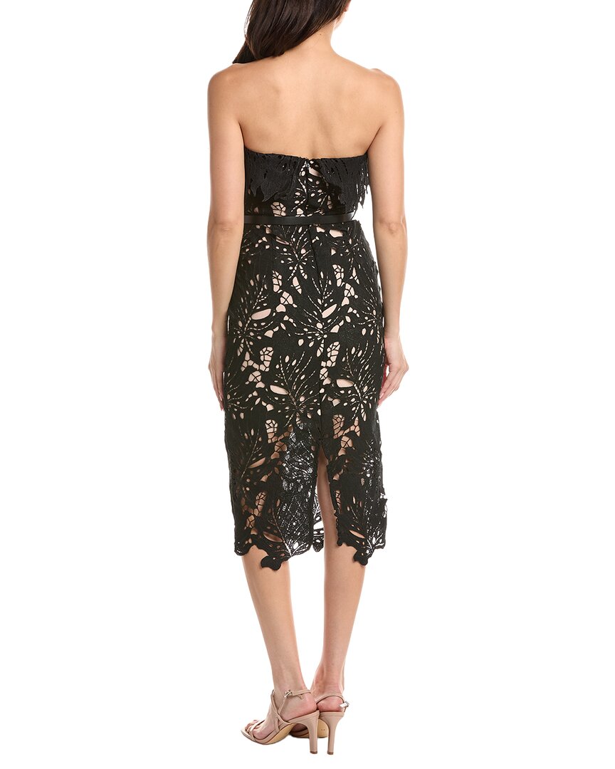 Amina Glam Solid Midi Dress In Black