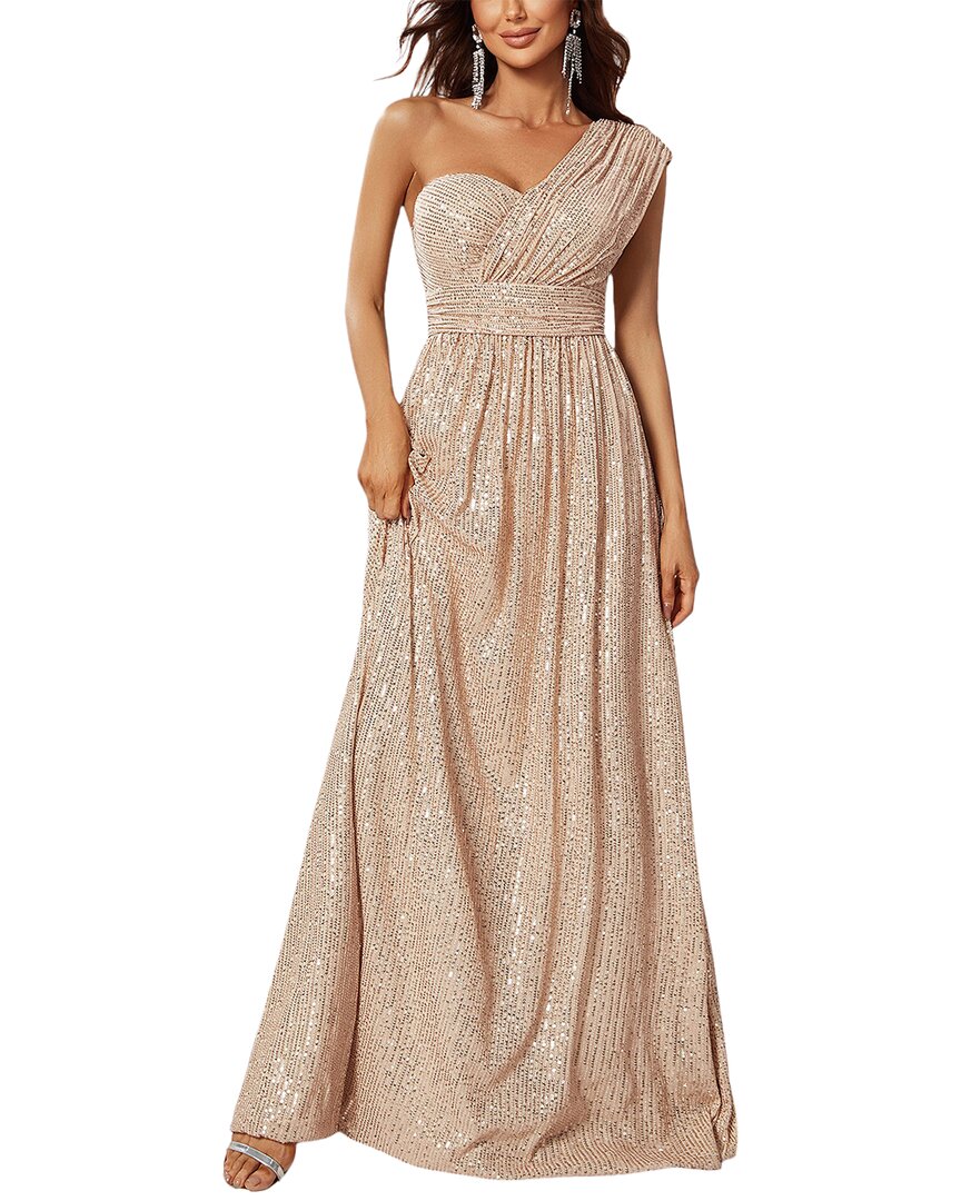 Silvia Rufino Embellished Maxi Dress In Champagne