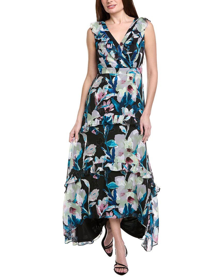 Adrianna Papell Floral Chiffon High-Low Ruffle Gown Women's | eBay