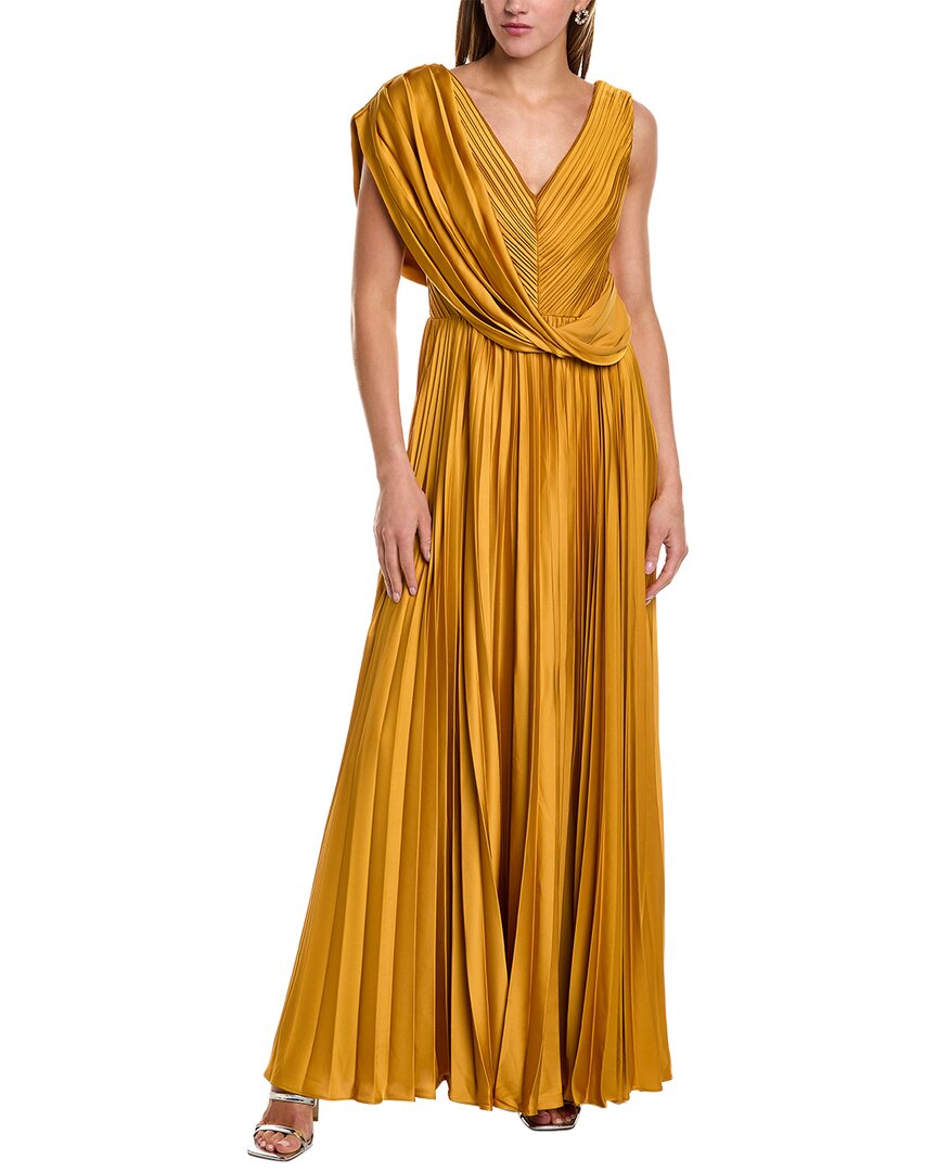 Theia Women's Breann Satin Pleated Gown In Gold