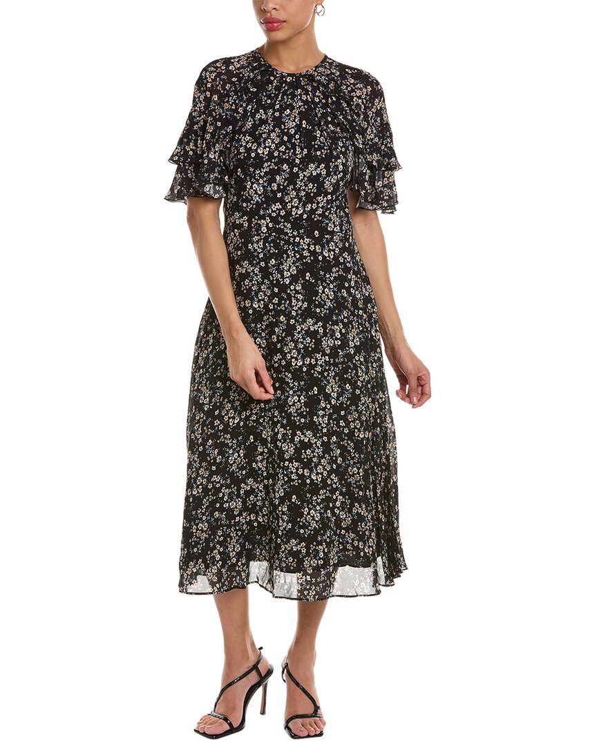 Teri Jon By Rickie Freeman Floral Midi Dress In Black | ModeSens