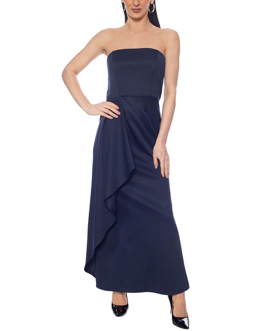 Oleg Cassini Solid Maxi Dress In Navy
