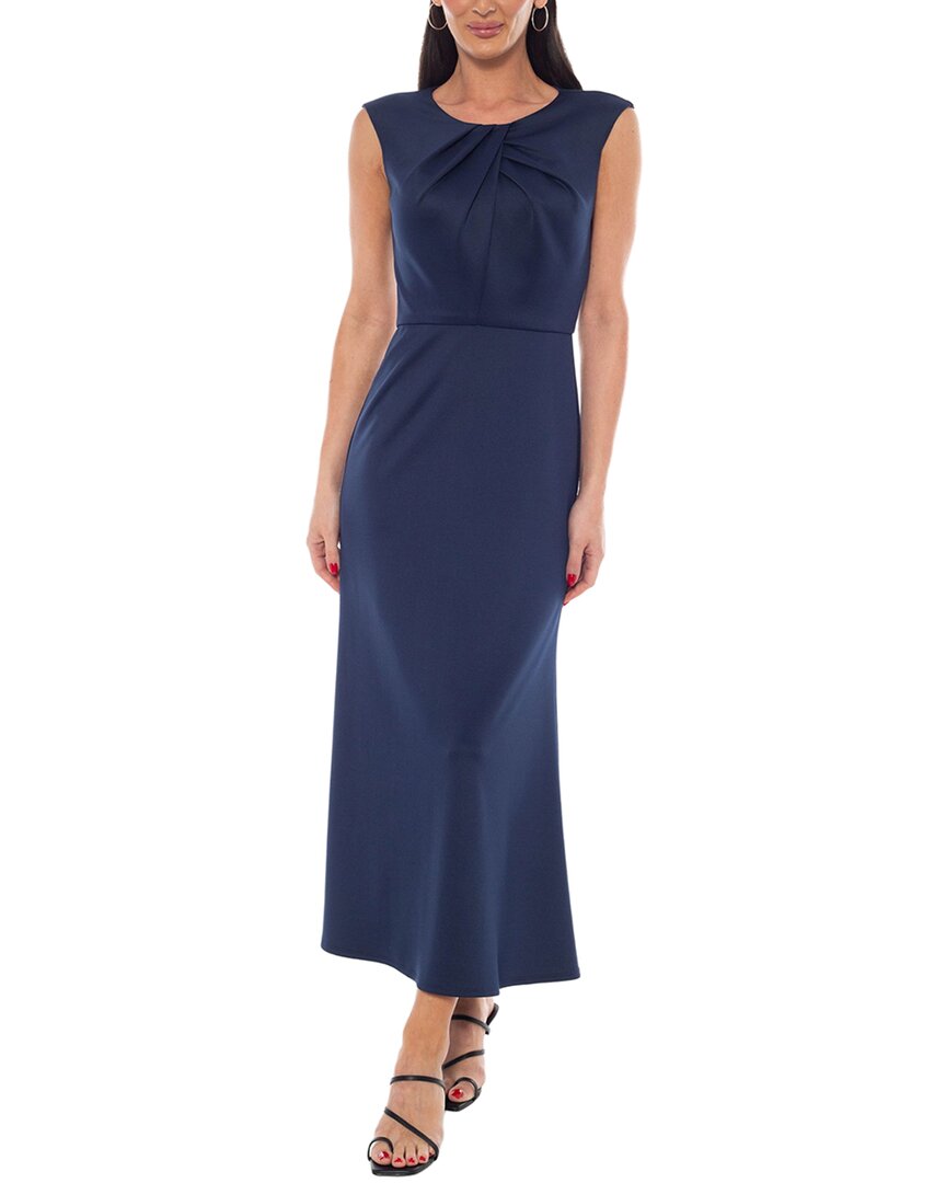 Oleg Cassini Solid Maxi Dress In Navy