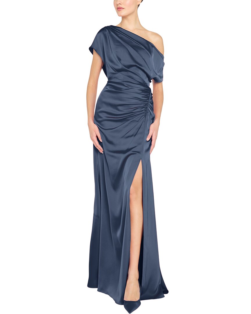 Theia Kacey Asymmetrical Gown In Gray