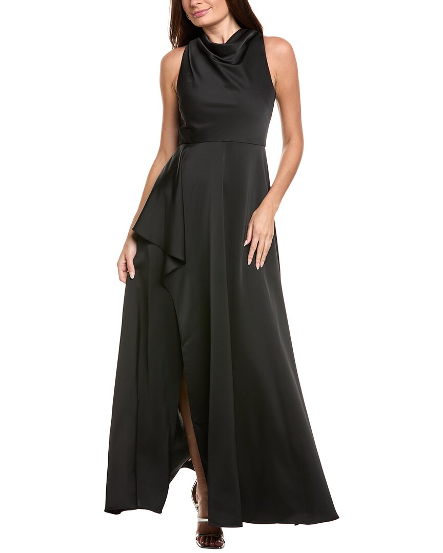 Theia Amara Drape Gown In 199 Black
