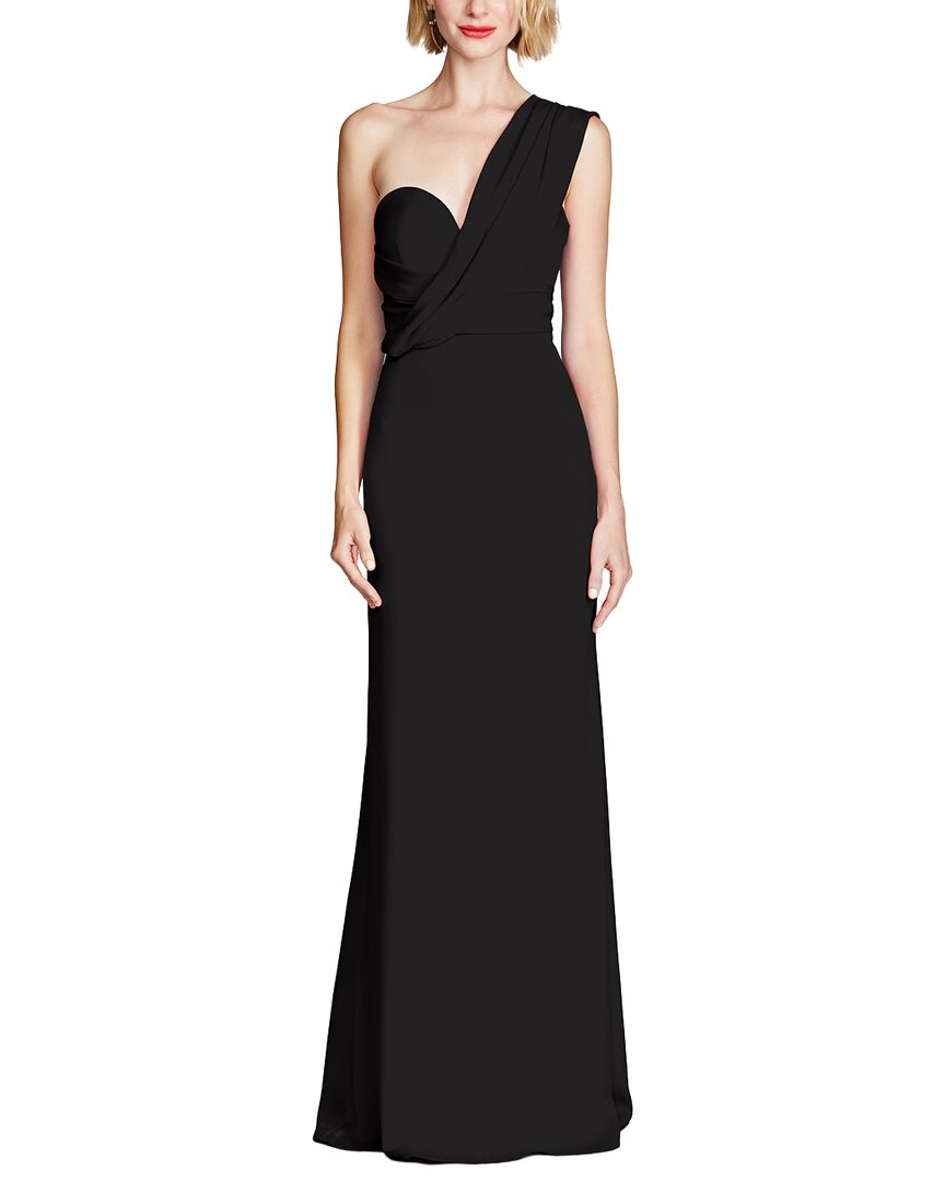 Halston Roselle Crepe Gown In Black