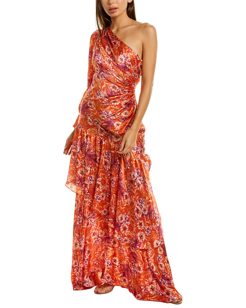 Amur Israella Silk Maxi Dress Women's Orange 4 | eBay