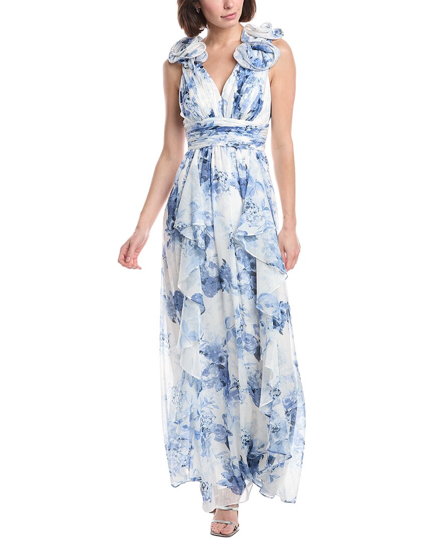 Eliza J Ruffle Strap Pleated Gown