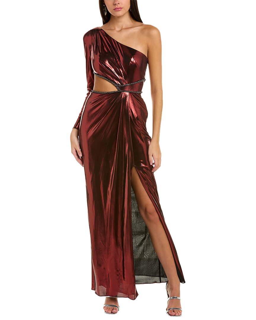 Shop Marchesa Notte One-shoulder Gown In Metallic