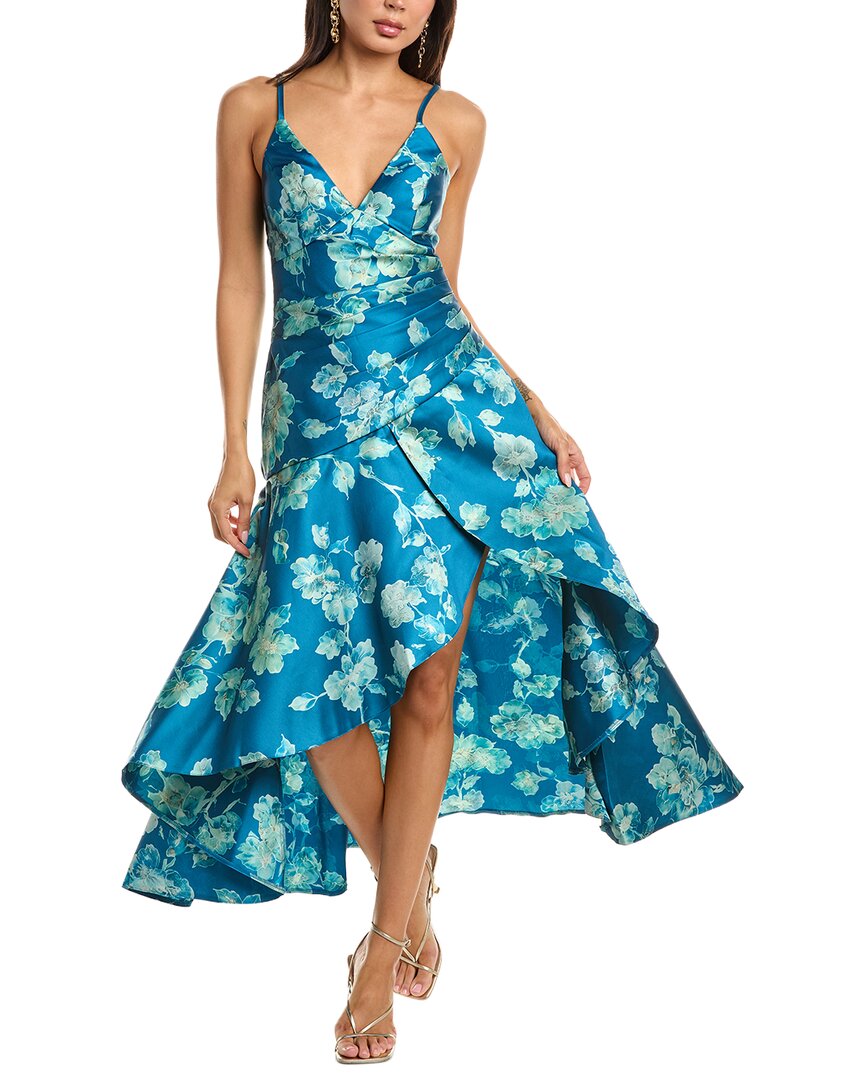 Rene Ruiz Printed Knit Gown In Blue