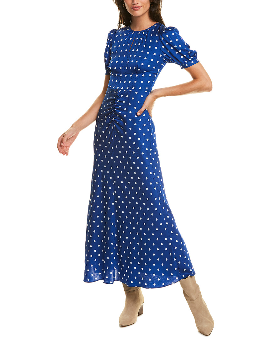 Self-Portrait Polka Dot Midi Dress Women's Blue 14 | eBay