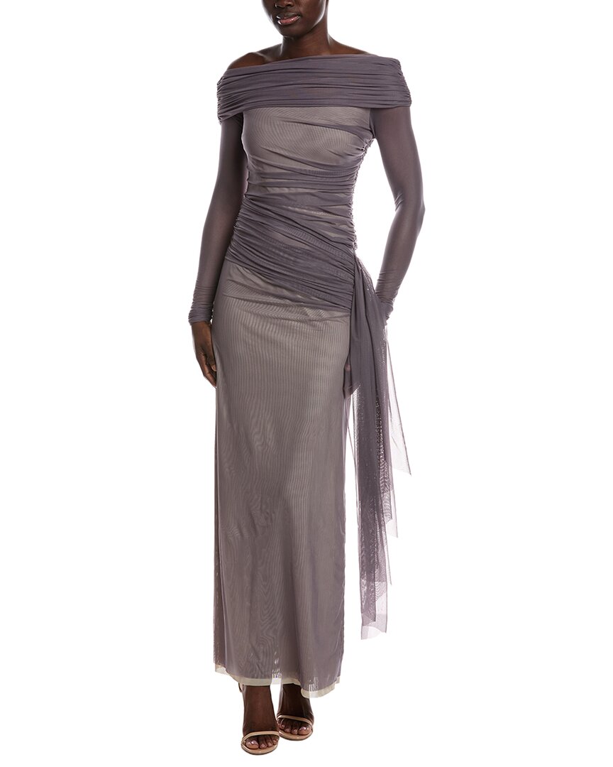 Misha The 'nexus' Mesh Ls Dress In Grey