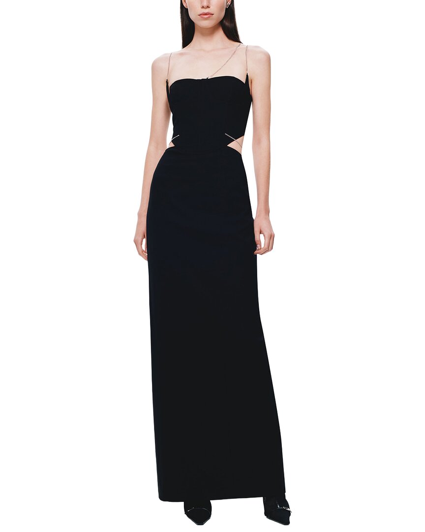 Misha The 'cyrus' Chain Suiting Wool-blend Dress In Black