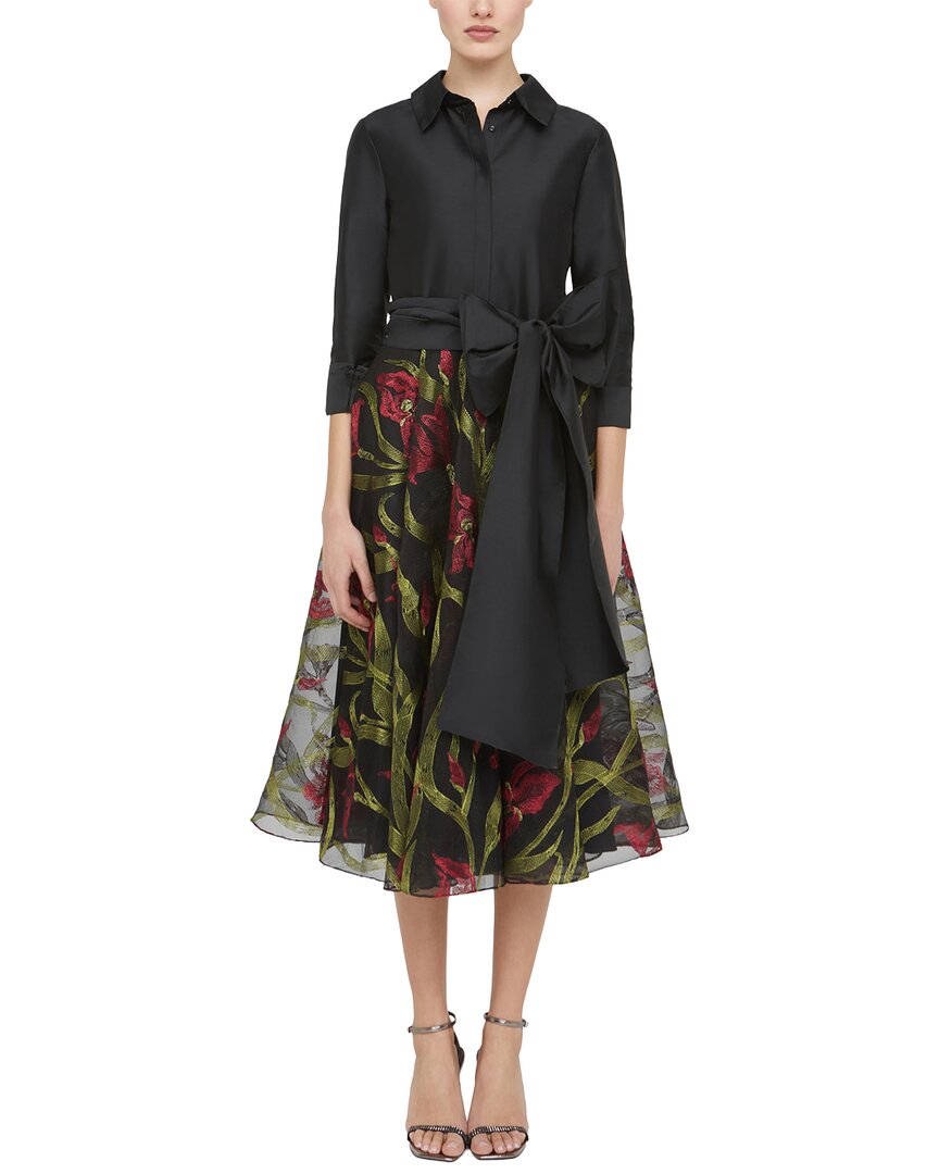 Theia Azura Midi Dress In Black