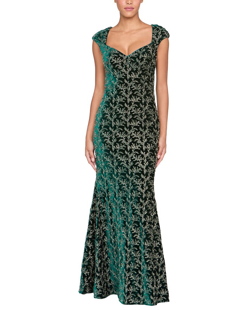 Theia Zoelle Gown In Emerald / Gunmetal