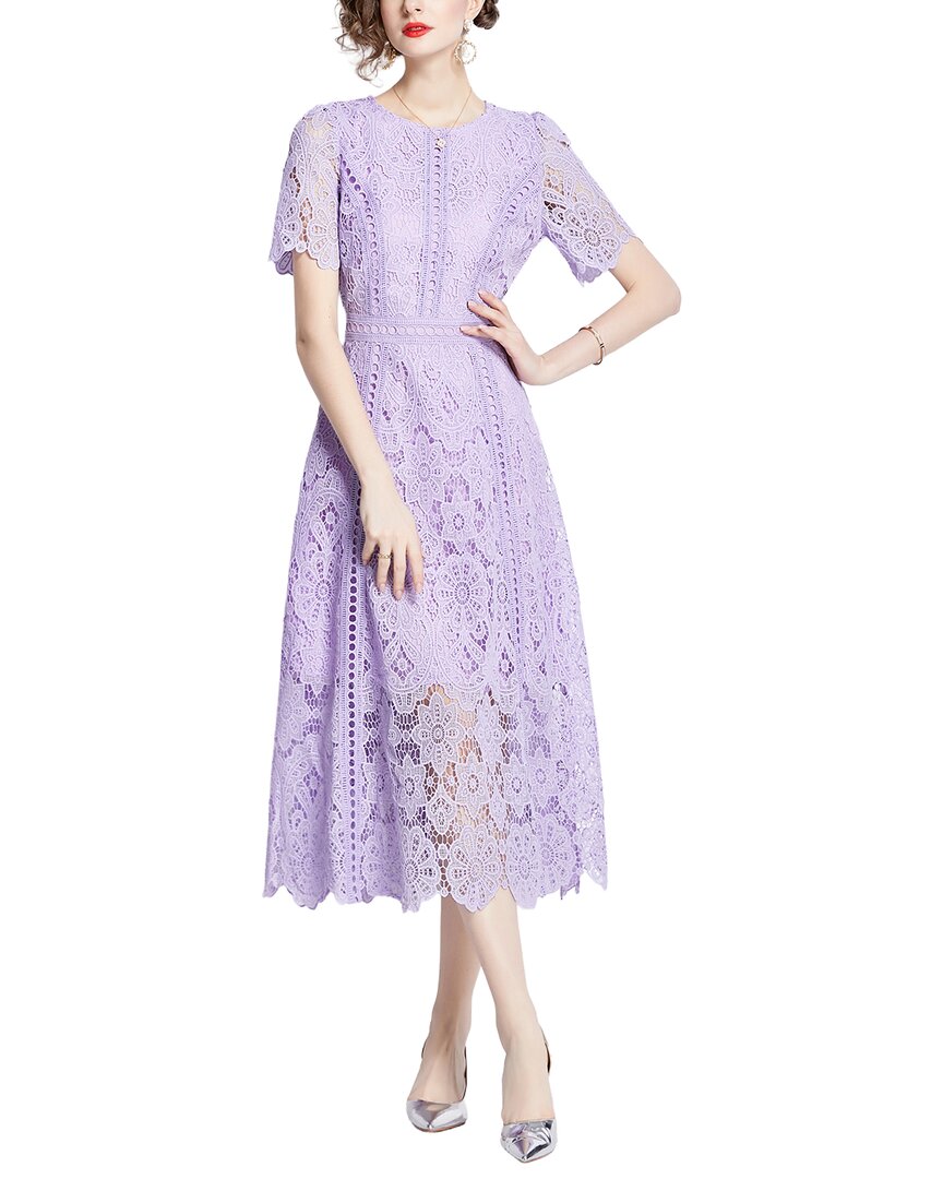 Kaimilan Embellished Midi Dress In Lilac
