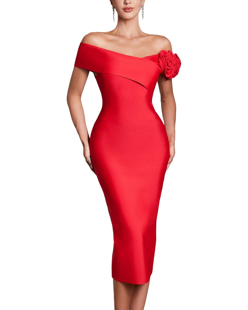 Ariel Tesoro Midi Dress In Red