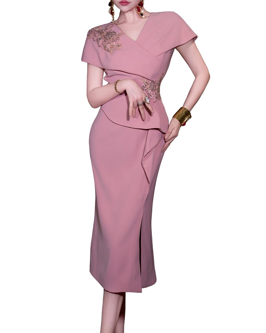 Burryco Short Sleeve Midi Dress In Pink
