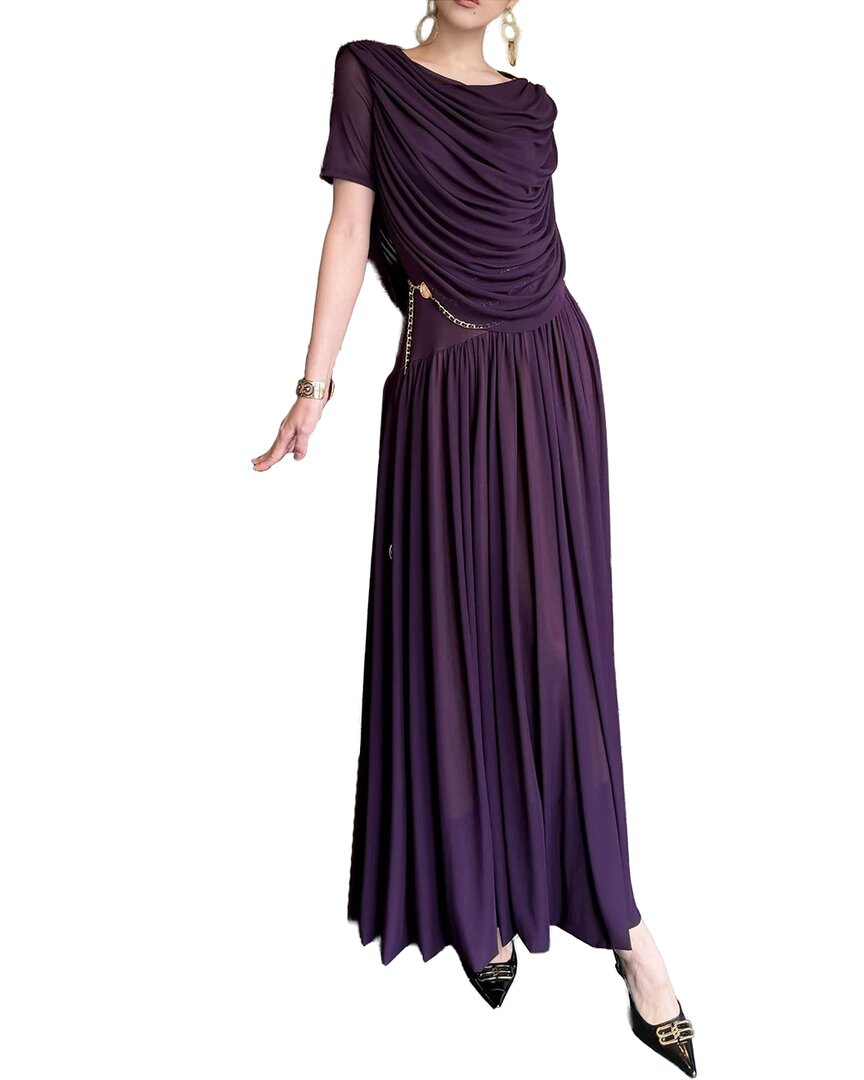 Burryco Short Sleeve Solid Maxi Dress In Purple