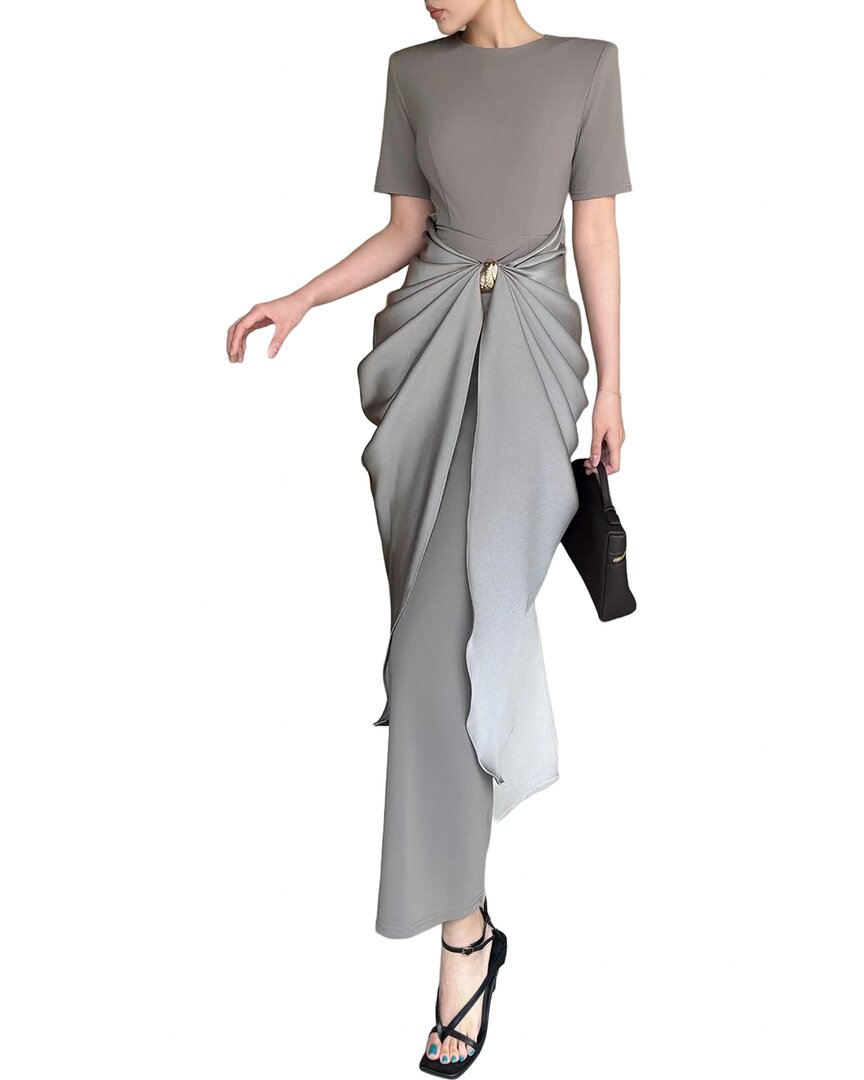 Burryco Short Sleeve Maxi Dress In Grey