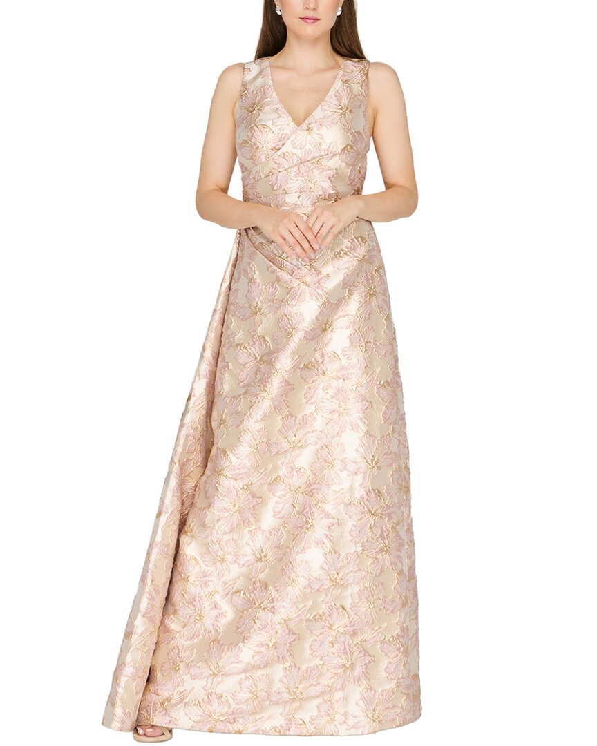 Js Collections Deborah Faux Wrap Gown In Gold