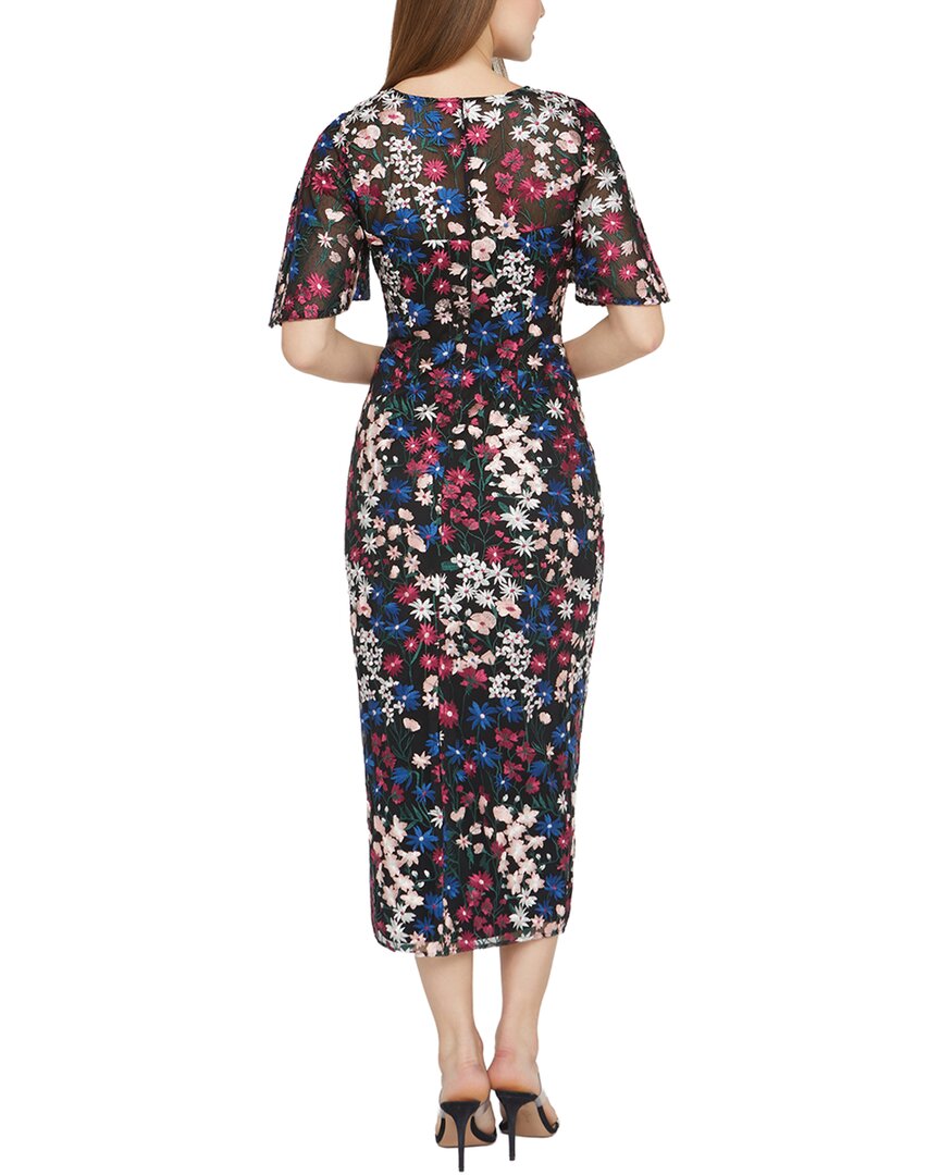 Js Collections Ursala Embroidered Flutter Sleeve Gown In Multi