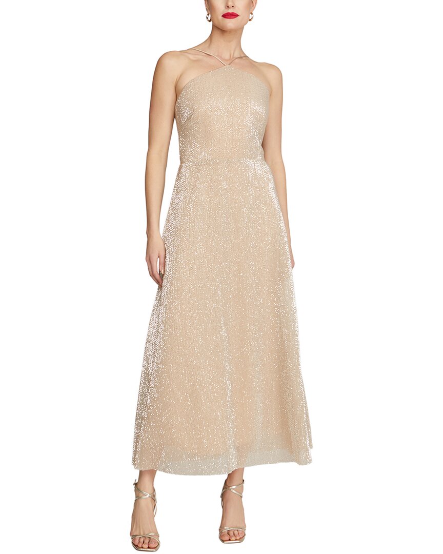 Halston Denise Midi Dress In Gold