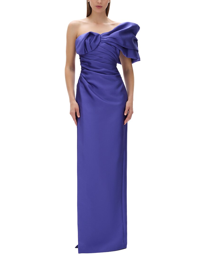 Rachel Gilbert Marlo Fitted Wool & Silk-blend Gown