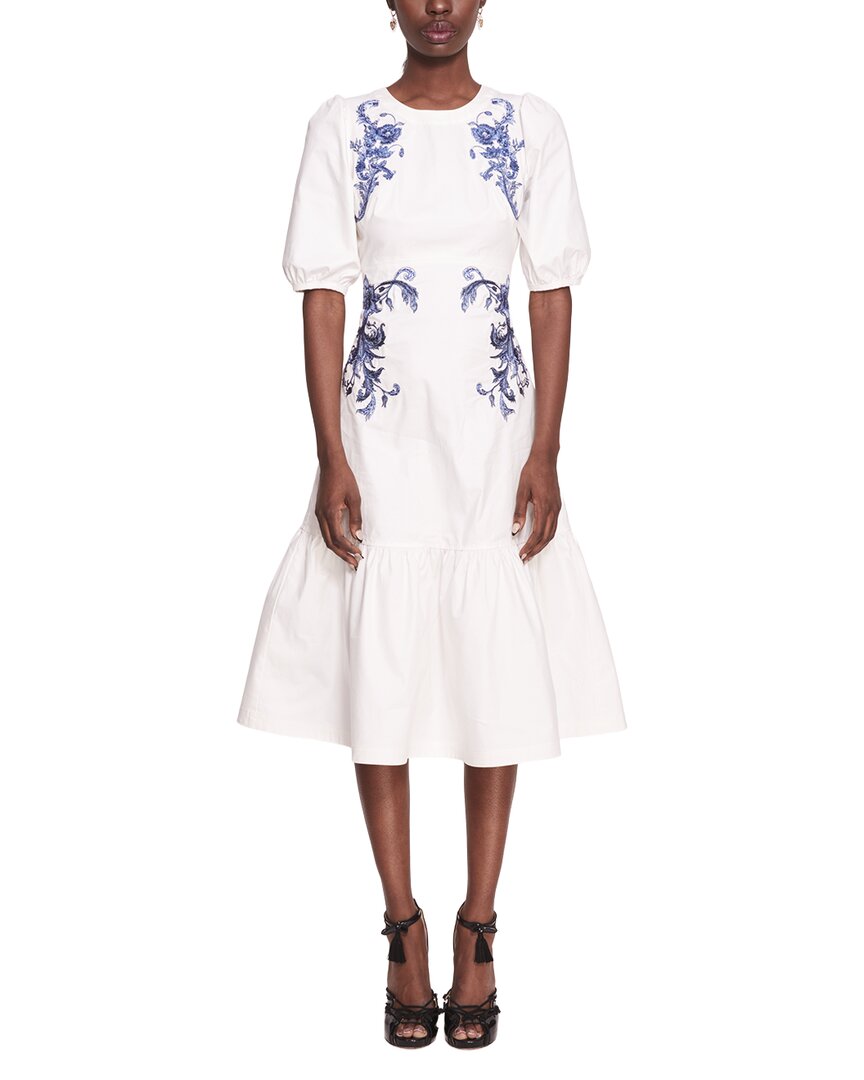 Marchesa Notte Midi Day Dress In Ivory