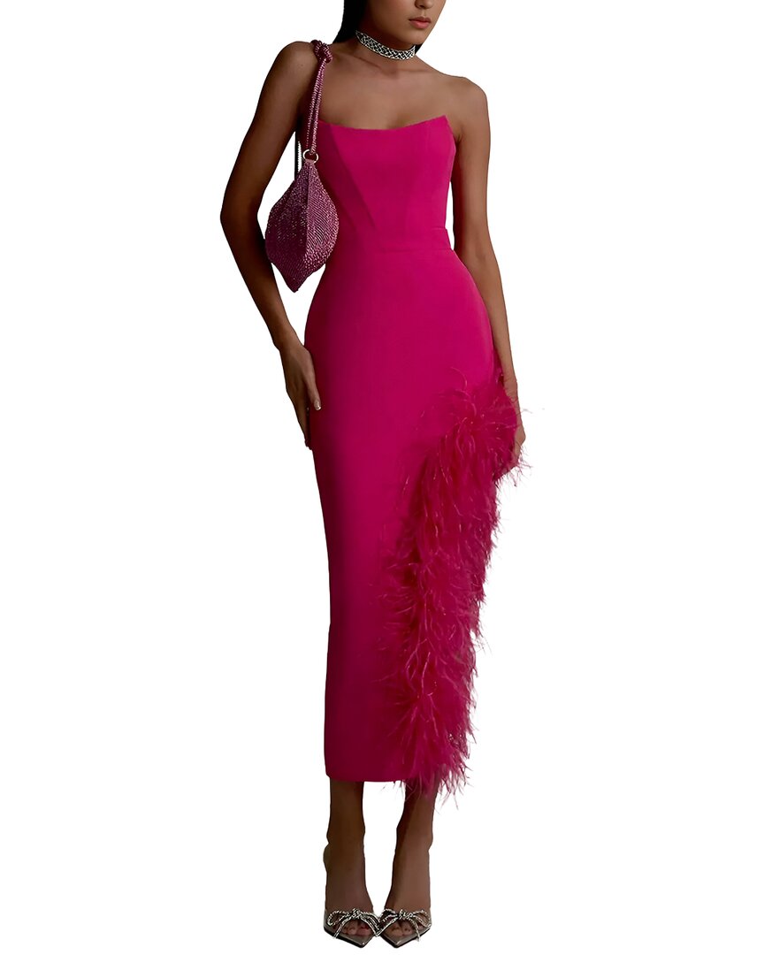 Camila Blanco Midi Dress In Red