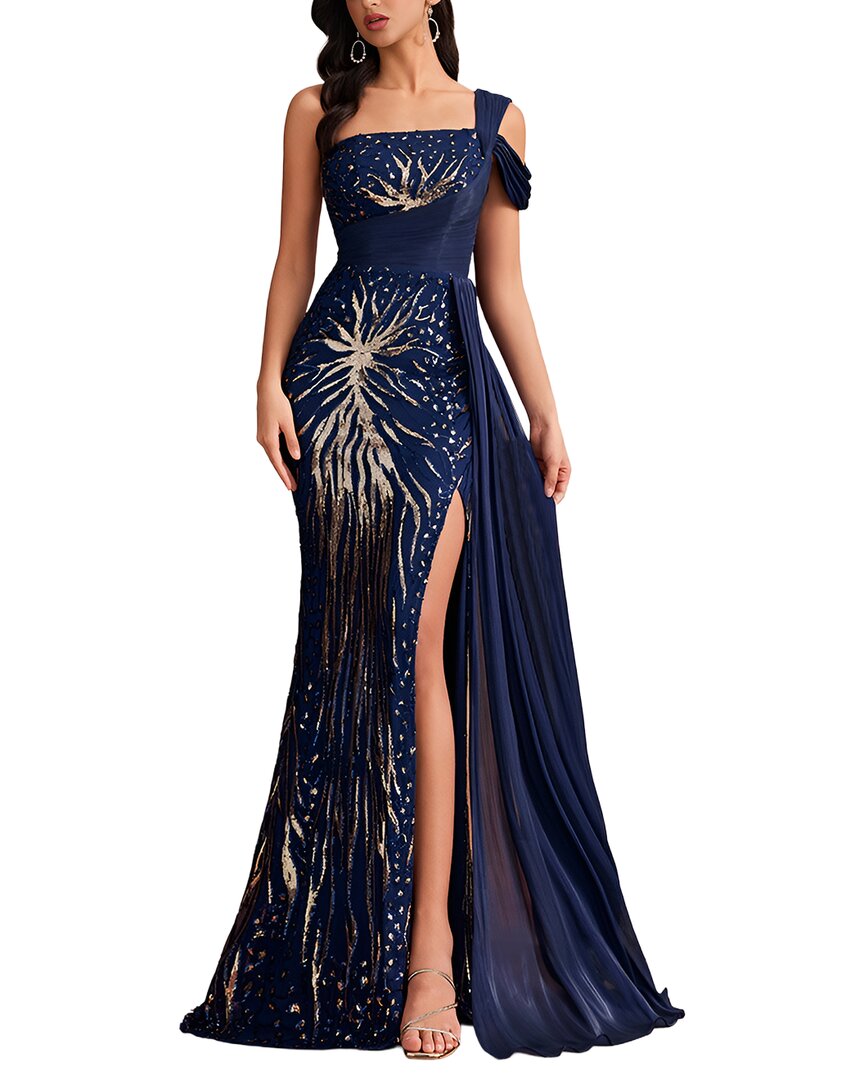 Vincent Embroidered Maxi Dress In Blue