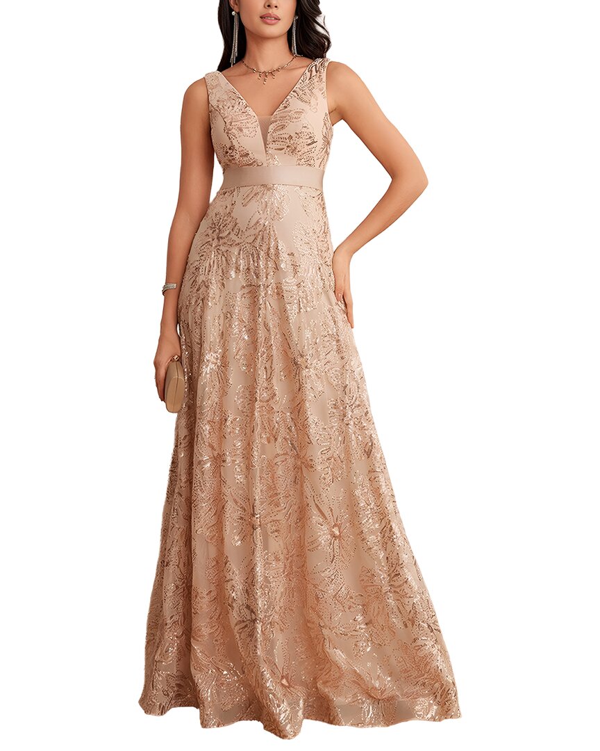 Vincent Embroidered Maxi Dress In Neutral
