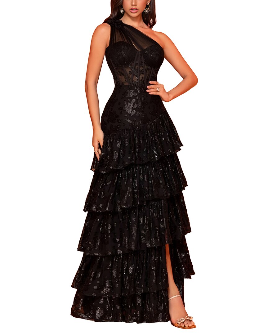 Vincent Embroidered Maxi Dress In Black