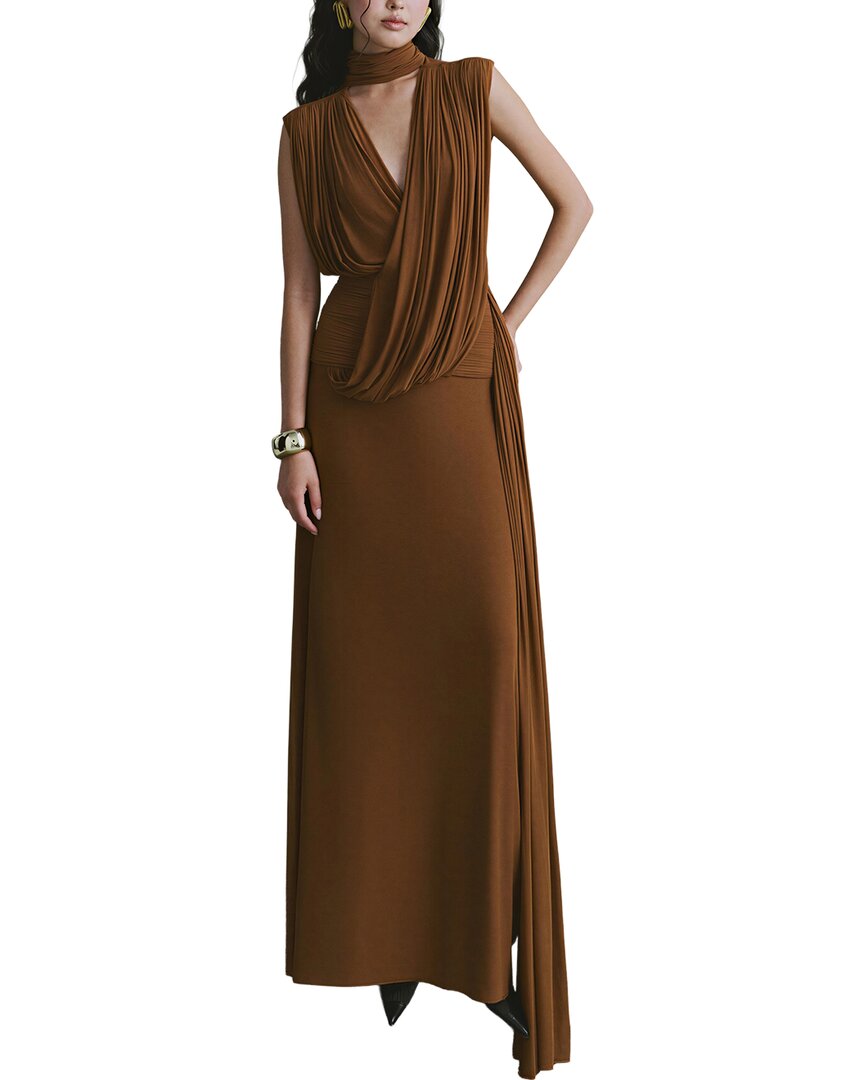 Alma King Solid Maxi Dress In Brown
