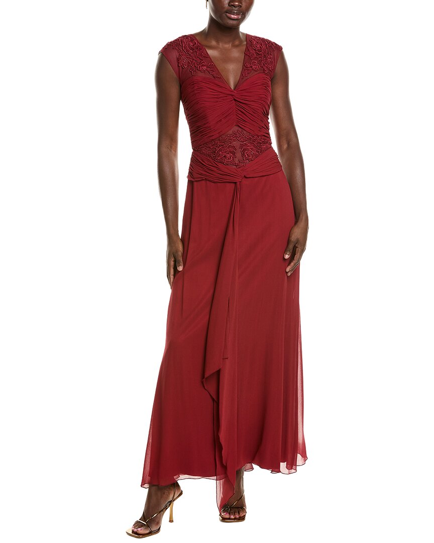 Issue New York Solid Silk Shell Gown In Red