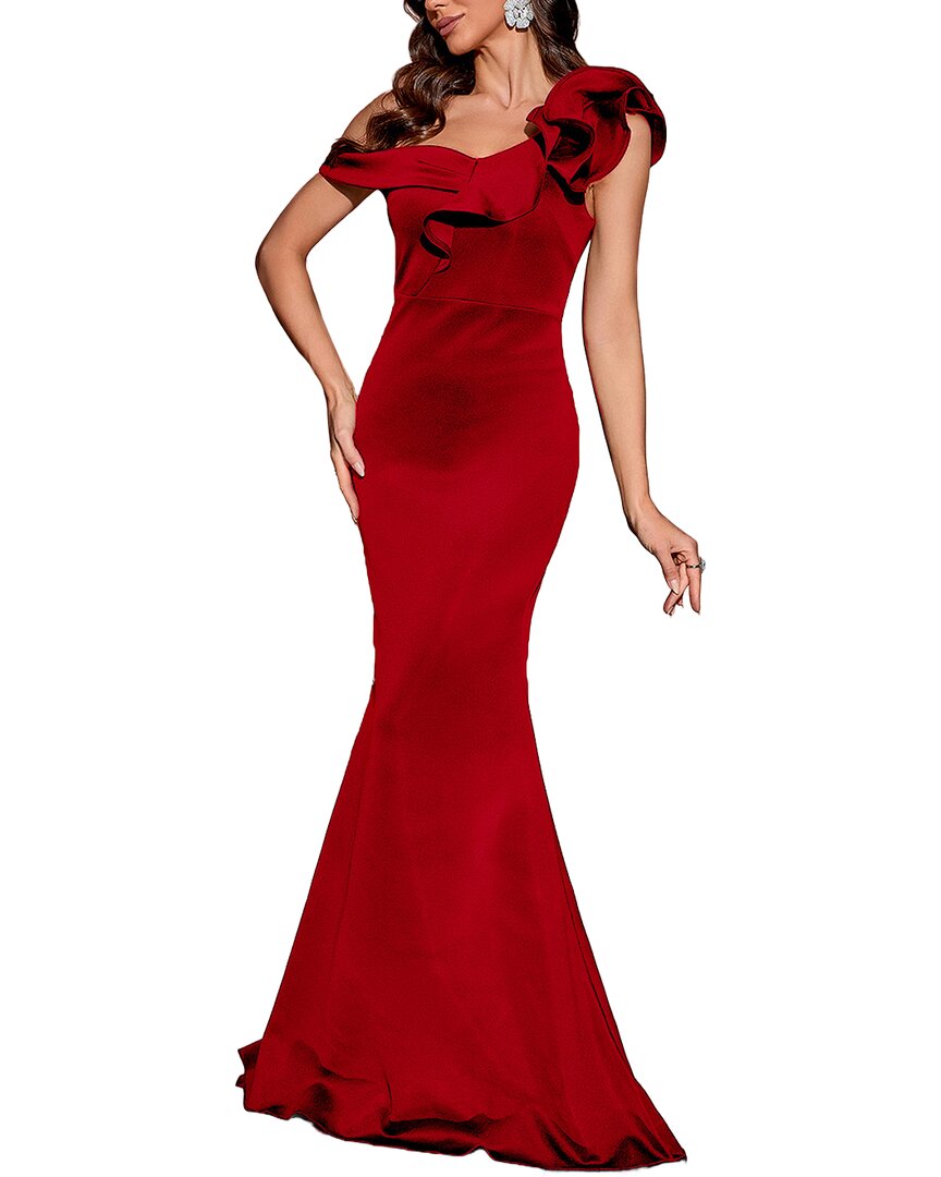 Oloey Solid Maxi Dress In Red